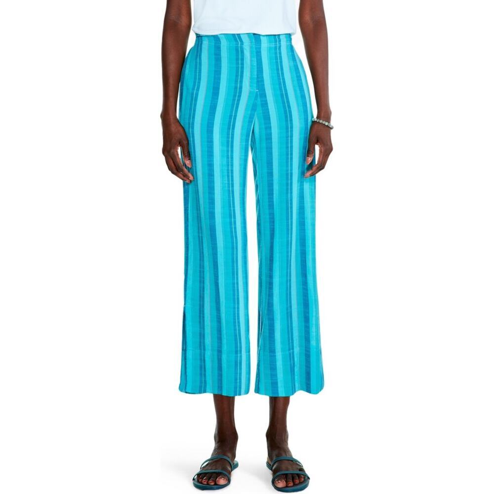 New Nic+Zoe Horizon Stripe Crop Wide Leg Pants in Blue Multi Size 14